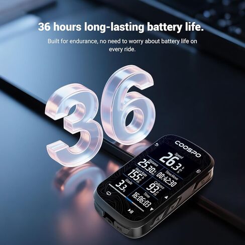 COOSPO Color Touchscreen GPS Bike Computer CS600, Wireless IPX7 Waterproof Cycling GPS Speedometer with Bluetooth/ANT+, Backlight Route Navigation, Support Bike Radar & 36H Battery Life in Kuwait