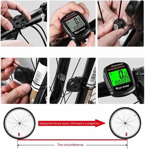 Bicycle Odometer, Multifunctional Solar Powered Bicycle Speedometer, Wireless Waterproof Bicycle Computer Mileage Pedometer in Saudi Arabia