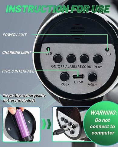 مكبر صوت مكبر صوت بولهورن أسود قابل لإعادة الشحن بقدرة 30 وات، صفارة إنذار وتسجيل 240 ثانية، مكبر صوت محمول مع حزام وشحن من النوع C (أسود) in Kuwait