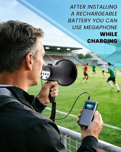 MyMealivos 20W Rechargeable Megaphone Speaker Built in 240s Recording & Siren, Up to 300ft Voice Range/650ft Siren Coverage-5.4"×8.6" Portable Bullhorn with Wrist Strap and Type-C Charging(Black) in Kuwait