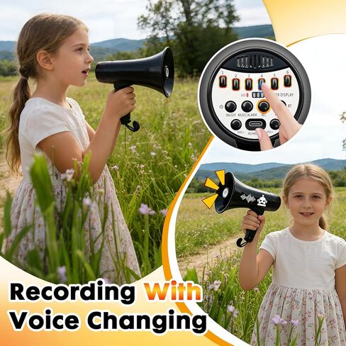 مكبر صوت مكبر صوت بولهورن بقدرة 20 وات، مكبر صوت بصوت عالٍ مع مغير صوت، صفارة إنذار وتسجيل مدمجة في هاتف ميجا، يدعم مدخل BT، لألعاب الحفلات والخارجية (أسود) in Kuwait