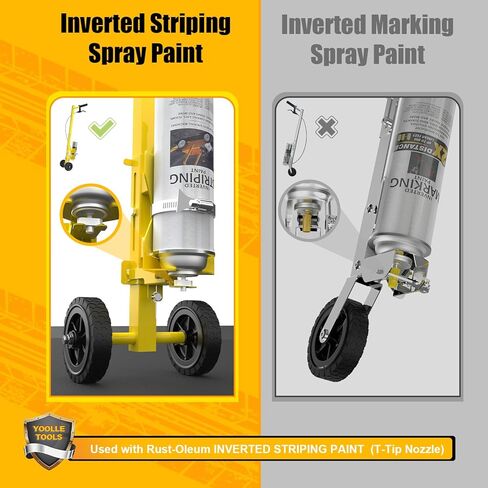 Striping Line Painting Wand, Industrial Two-Wheel Striping Spray Paint Wand for Line Paint Stripe Ground, Compatible with Inverted Striping Paint, Yellow(T-Tip Nozzle) in Saudi Arabia