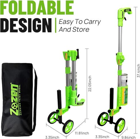 zozen Foldable Marking Paint Wand, 2-Wheel/Line Widths Adjustable/with Bag, Industrial Striping Line Painting Wand for Ground Striping, Parking Lot, Work with Inverted Striping Paint (T-Tip Nozzle) in Kuwait