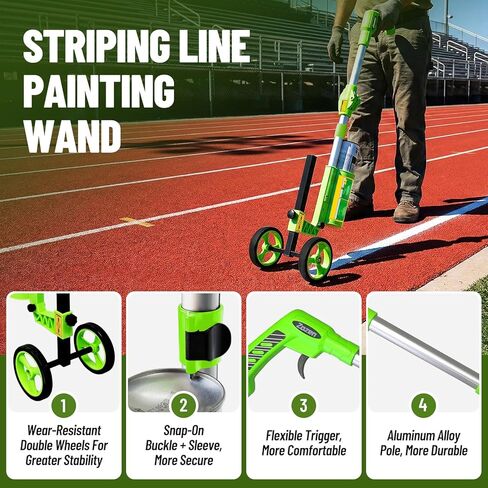 zozen Foldable Marking Paint Wand, 2-Wheel/Line Widths Adjustable/with Bag, Industrial Striping Line Painting Wand for Ground Striping, Parking Lot, Work with Inverted Striping Paint (T-Tip Nozzle) in Kuwait
