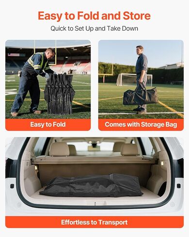 VEVOR Portable Folding Bench, 6 Seat Soccer Bench with Multiple Storage Pockets & Carrying Bag, Lightweight Sideline Seating with Back Rest for Football, Baseball, Camping, Outdoor Events, Black in Saudi Arabia