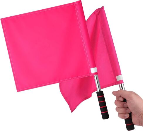 Frienda 2 Pcs Rose Pink Volleyball Line Judge Flags 18.9 x 14.2 Inch Referee Flags Volleyball Lightweight Referee Flag with Comfortable Soft Grip Handles for Sports Events Soccer Track and Field in Saudi Arabia