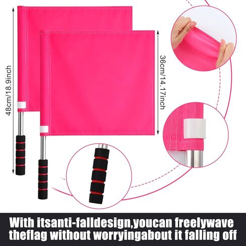 Frienda 2 Pcs Rose Pink Volleyball Line Judge Flags 18.9 x 14.2 Inch Referee Flags Volleyball Lightweight Referee Flag with Comfortable Soft Grip Handles for Sports Events Soccer Track and Field in Saudi Arabia