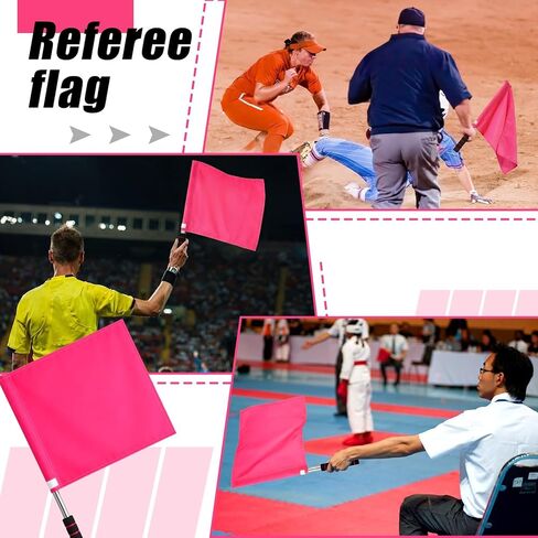 Frienda 2 Pcs Rose Pink Volleyball Line Judge Flags 18.9 x 14.2 Inch Referee Flags Volleyball Lightweight Referee Flag with Comfortable Soft Grip Handles for Sports Events Soccer Track and Field in Saudi Arabia
