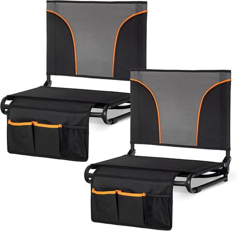 ALPHA CAMP Stadium Seats for Bleachers with Armrests - Thick Padded Bleacher Chairs with Back Support, Extra Wide Stadium Chair for Sports Events, Portable with Shoulder Straps & Pockets,2PC in Saudi Arabia