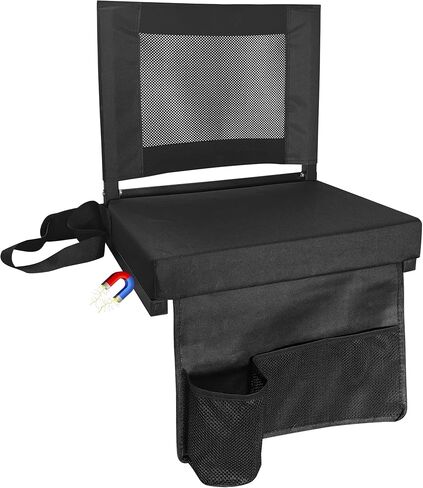 Stadium Seats for Bleachers with Back Support, Bleacher Chairs with Backs and Cushion Wide, Portable Folding Seats with Magnetic Bottom Strips, Includes Shoulder Strap - Black (1, Black) in Saudi Arabia