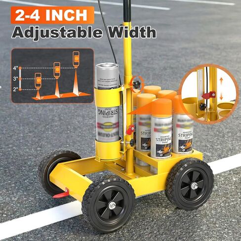 Parking Lot Striping Machine, 2-4 inch Adjustable Stripe Width, Striping Line Marking Machine Compatible with Professional Inverted Striping Spray Paint, Designed for Fast Accurate Marking in Saudi Arabia