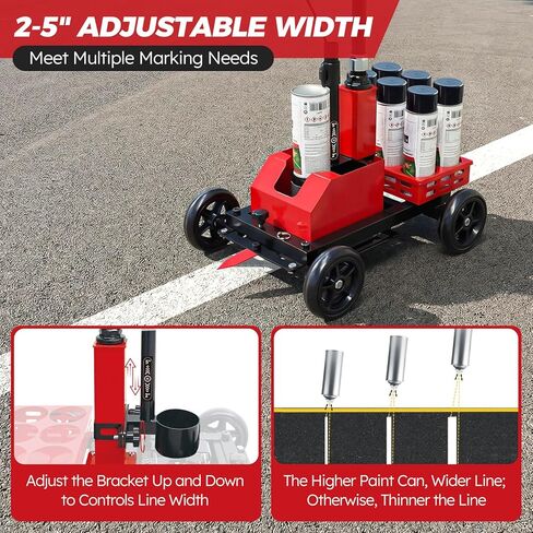 Zozen Parking Lot Striping Machine, 3-IN-1 Straight &Freehand Curve &Circle Striping Line Marking Machine, 2-5" Adjustable Width, Windproof Design, Work with Professional Inverted Striping Spray Paint in Kuwait