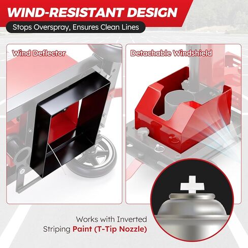 Zozen Parking Lot Striping Machine, 3-IN-1 Straight &Freehand Curve &Circle Striping Line Marking Machine, 2-5" Adjustable Width, Windproof Design, Work with Professional Inverted Striping Spray Paint in Kuwait