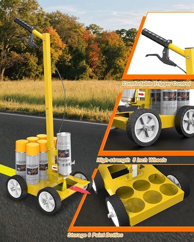 Parking Lot Striping Machine, Striping Line Marking Machine, Compatible with Professional Inverted Striping Spray Paint, Line Paint Striper Machine for Fast and Accurate Marking in Kuwait