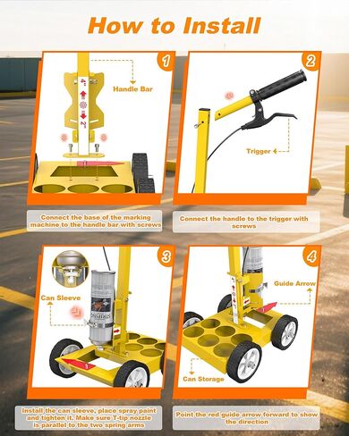 Parking Lot Striping Machine, Striping Line Marking Machine, Compatible with Professional Inverted Striping Spray Paint, Line Paint Striper Machine for Fast and Accurate Marking in Kuwait
