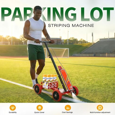 بخاخ طلاء آلي لتخطيط موقف السيارات مع قوس قابل للتعديل وخطوط مستقيمة، أداة وضع علامات شديدة التحمل مع ارتفاع قابل للتعديل ومقبض مزدوج لخطوط موقف السيارات/المرآب/الملعب/خطوط ملعب كرة السلة in Kuwait