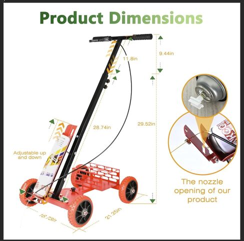 بخاخ طلاء آلي لتخطيط موقف السيارات مع قوس قابل للتعديل وخطوط مستقيمة، أداة وضع علامات شديدة التحمل مع ارتفاع قابل للتعديل ومقبض مزدوج لخطوط موقف السيارات/المرآب/الملعب/خطوط ملعب كرة السلة in Kuwait