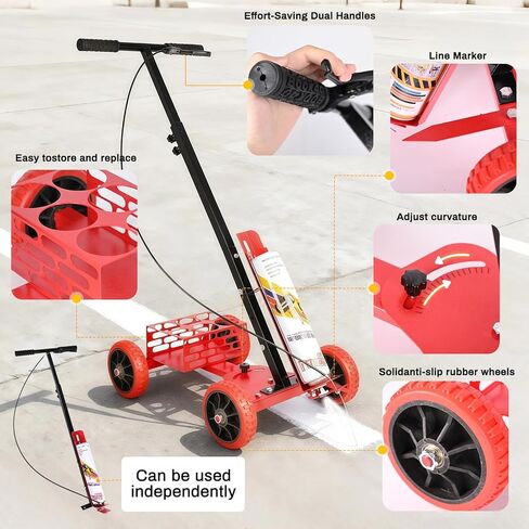 بخاخ طلاء آلي لتخطيط موقف السيارات مع قوس قابل للتعديل وخطوط مستقيمة، أداة وضع علامات شديدة التحمل مع ارتفاع قابل للتعديل ومقبض مزدوج لخطوط موقف السيارات/المرآب/الملعب/خطوط ملعب كرة السلة in Kuwait