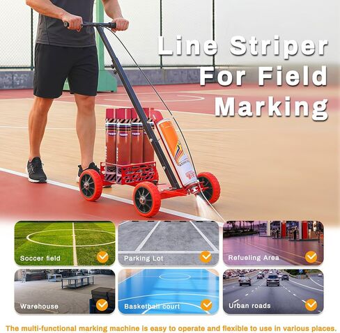 بخاخ طلاء آلي لتخطيط موقف السيارات مع قوس قابل للتعديل وخطوط مستقيمة، أداة وضع علامات شديدة التحمل مع ارتفاع قابل للتعديل ومقبض مزدوج لخطوط موقف السيارات/المرآب/الملعب/خطوط ملعب كرة السلة in Kuwait