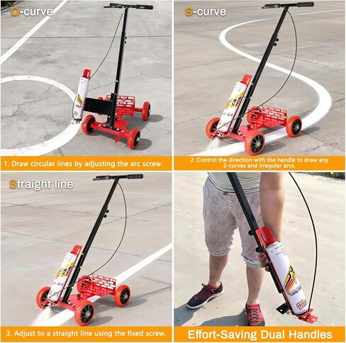 بخاخ طلاء آلي لتخطيط موقف السيارات مع قوس قابل للتعديل وخطوط مستقيمة، أداة وضع علامات شديدة التحمل مع ارتفاع قابل للتعديل ومقبض مزدوج لخطوط موقف السيارات/المرآب/الملعب/خطوط ملعب كرة السلة in Kuwait