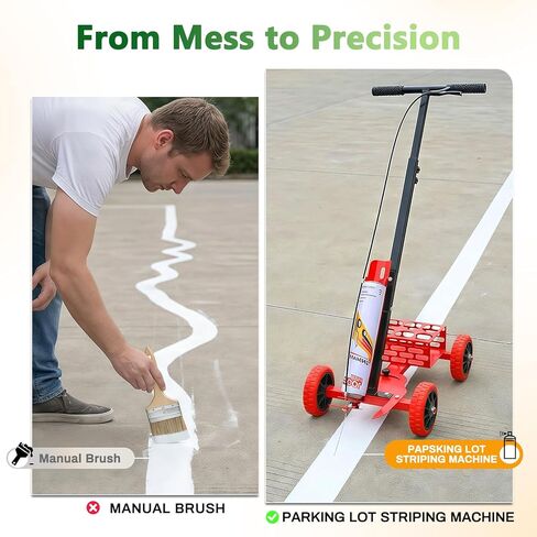 بخاخ طلاء آلي لتخطيط موقف السيارات مع قوس قابل للتعديل وخطوط مستقيمة، أداة وضع علامات شديدة التحمل مع ارتفاع قابل للتعديل ومقبض مزدوج لخطوط موقف السيارات/المرآب/الملعب/خطوط ملعب كرة السلة in Kuwait