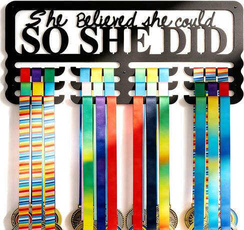 Medal Holder Display Hanger, Aluminum Medal Display Holder Holds Up to 50 Medals, Wall Mounted Medal Organizer for Sports Awards, Ribbons and Race Bibs in Kuwait