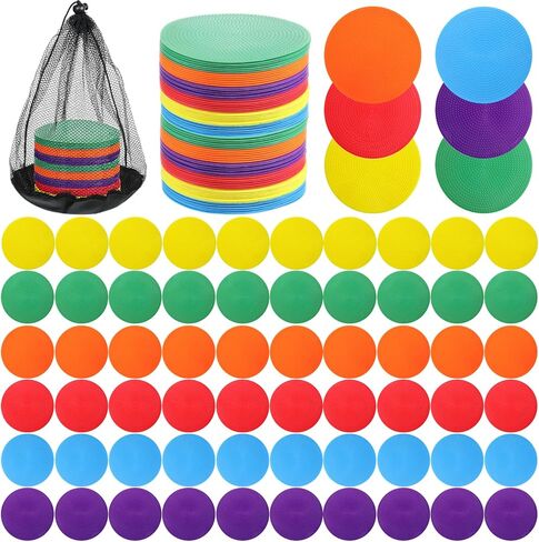 72 Pcs Poly Spot Markers, 4.7 Inch Non Slip TPR Floor Marker 6 Colors Round Dot Markers with Black Storage Bag for Gym Soccer Basketball Agility Training, Classroom Decor in Saudi Arabia