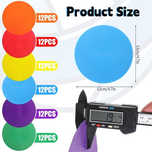 72 Pcs Poly Spot Markers, 4.7 Inch Non Slip TPR Floor Marker 6 Colors Round Dot Markers with Black Storage Bag for Gym Soccer Basketball Agility Training, Classroom Decor in Saudi Arabia