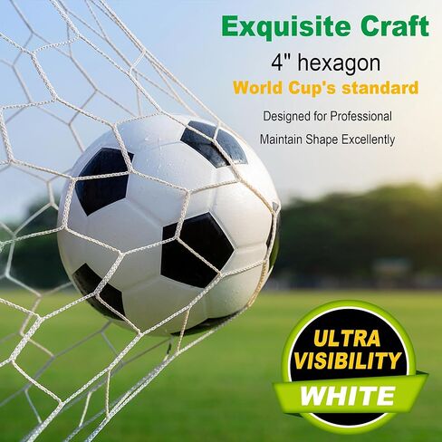 24x8FT Soccer Goal Net,Professional White Heavy Duty Replacement Outdoor,Full Size Weather Resistance for Training and Match Play(Net Only) in Kuwait