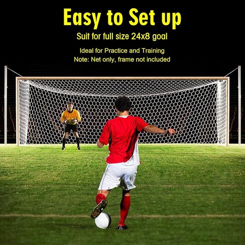 24x8FT Soccer Goal Net,Professional White Heavy Duty Replacement Outdoor,Full Size Weather Resistance for Training and Match Play(Net Only) in Kuwait