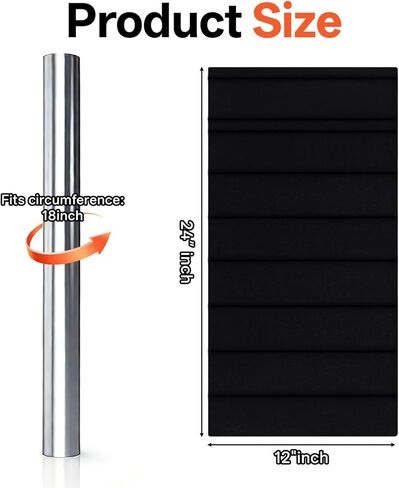غطاء عمود الطابق السفلي، بطانة عمود المرآب - غلاف قماش مضاد للانزلاق مع خطاف قوي وحلقة لملاءمة محكمة - واقي عمود مستدير حشوة إسفنجية 10 مم - 12 × 24 بوصة (4 عبوات، تغطية 4 أقدام) in Kuwait