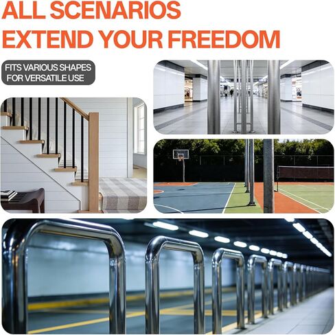 غطاء عمود الطابق السفلي، بطانة عمود المرآب - غلاف قماش مضاد للانزلاق مع خطاف قوي وحلقة لملاءمة محكمة - واقي عمود مستدير حشوة إسفنجية 10 مم - 12 × 24 بوصة (4 عبوات، تغطية 4 أقدام) in Kuwait