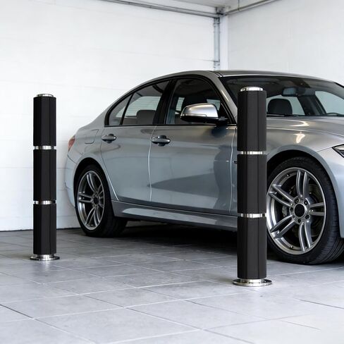 غطاء عمود الطابق السفلي، بطانة عمود المرآب - غلاف قماش مضاد للانزلاق مع خطاف قوي وحلقة لملاءمة محكمة - واقي عمود مستدير حشوة إسفنجية 10 مم - 12 × 24 بوصة (4 عبوات، تغطية 4 أقدام) in Kuwait