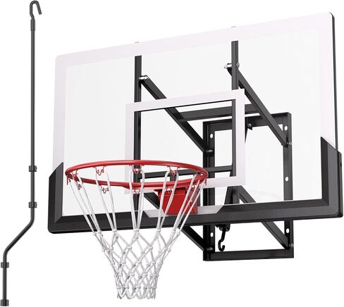 IGL Wall Mount Basketball Hoop, 52 Inch Wall Mounted Basketball Hoop Outdoor, 7.5-10 FT Adjustable Basketball Goal, Basketball Goal System with 18 Inch Pro Breakaway Rim, Reinforced Steel Bracket in Kuwait