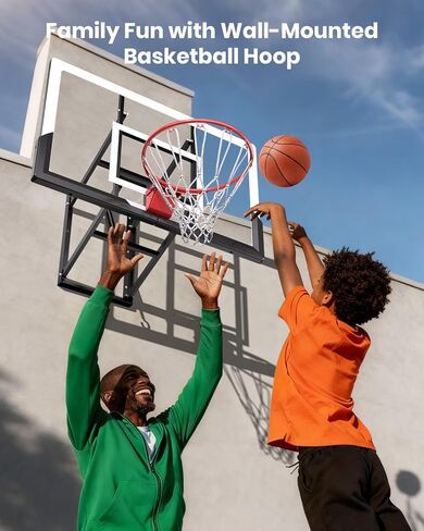 IGL Wall Mount Basketball Hoop, 52 Inch Wall Mounted Basketball Hoop Outdoor, 7.5-10 FT Adjustable Basketball Goal, Basketball Goal System with 18 Inch Pro Breakaway Rim, Reinforced Steel Bracket in Kuwait