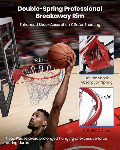 IGL Wall Mount Basketball Hoop, 52 Inch Wall Mounted Basketball Hoop Outdoor, 7.5-10 FT Adjustable Basketball Goal, Basketball Goal System with 18 Inch Pro Breakaway Rim, Reinforced Steel Bracket in Kuwait