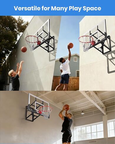 IGL Wall Mount Basketball Hoop, 52 Inch Wall Mounted Basketball Hoop Outdoor, 7.5-10 FT Adjustable Basketball Goal, Basketball Goal System with 18 Inch Pro Breakaway Rim, Reinforced Steel Bracket in Kuwait
