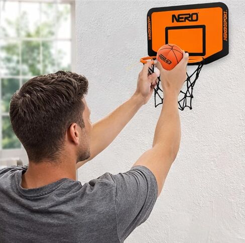 مجموعة كرة السلة الصغيرة ومجموعة الكرة الصامتة من NERO SPORT، مجموعة طوق كرة السلة المثبتة على الحائط في الأماكن المغلقة مع كرة إسفنجية هادئة، ولوحة خلفية صغيرة وأجهزة تثبيت للأطفال والمراهقين والنوم وغرفة النوم والمكتب in Kuwait