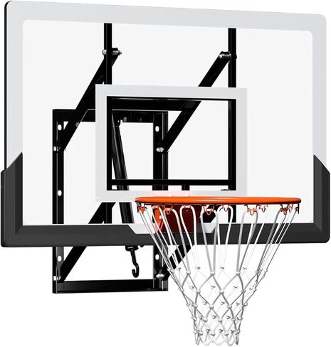 45'' Wall Mounted Basketball Hoop with Shatterproof Backboard, Wall Mount Basketball Goal with Adjustable Height for Garage, Indoor & Outdoor Use in Kuwait