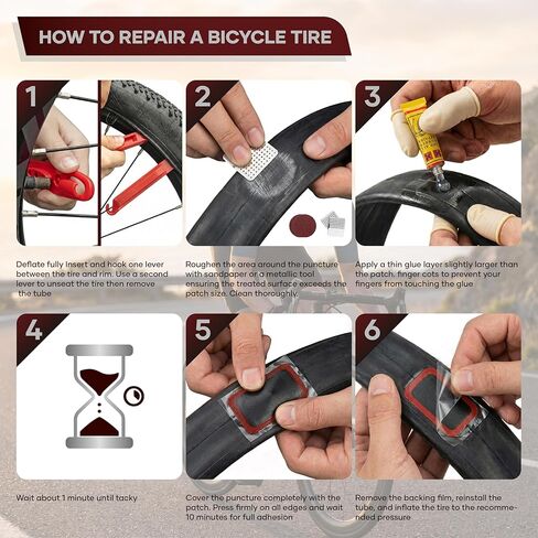 طقم إصلاح إطارات الدراجة 60 صورة، طقم تصحيح الأنبوب الداخلي للدراجة مع رقع وأذرع الإطارات، مسمار مطاطي لإصلاح الإطارات بدون أنبوب مع صندوق ومفك براغي، طقم مريح للدراجة الجبلية أو الطريق، دراجة نارية in Kuwait