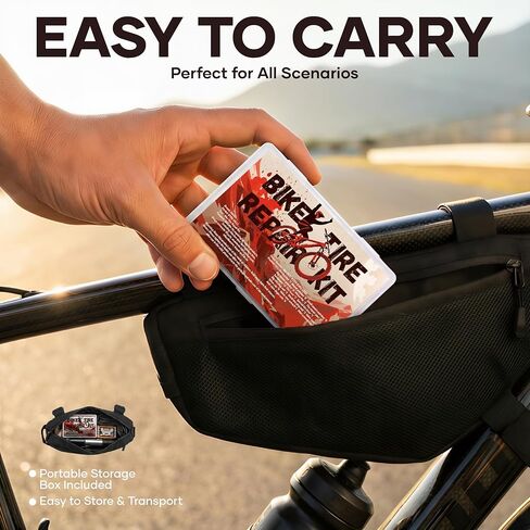 طقم إصلاح إطارات الدراجة 60 صورة، طقم تصحيح الأنبوب الداخلي للدراجة مع رقع وأذرع الإطارات، مسمار مطاطي لإصلاح الإطارات بدون أنبوب مع صندوق ومفك براغي، طقم مريح للدراجة الجبلية أو الطريق، دراجة نارية in Kuwait