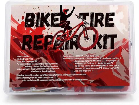 طقم إصلاح إطارات الدراجة 60 صورة، طقم تصحيح الأنبوب الداخلي للدراجة مع رقع وأذرع الإطارات، مسمار مطاطي لإصلاح الإطارات بدون أنبوب مع صندوق ومفك براغي، طقم مريح للدراجة الجبلية أو الطريق، دراجة نارية in Kuwait