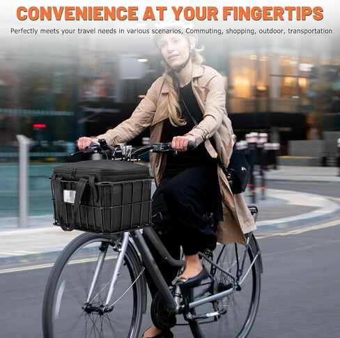 سلة أمامية للدراجة مع حقيبة بطانة قابلة للإزالة، سلة أمامية كبيرة للدراجات للرجال والنساء، سلة شحن معدنية شديدة التحمل للدراجات للبالغين، دراجة كهربائية، دراجة كهربائية، دراجة جبلية، دراجة المدينة، دراجة كروزر in Kuwait