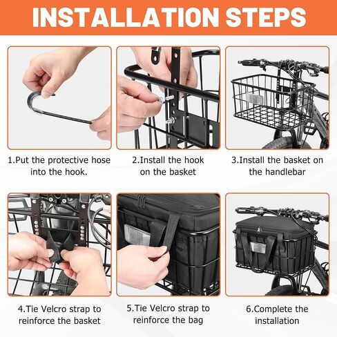 سلة أمامية للدراجة مع حقيبة بطانة قابلة للإزالة، سلة أمامية كبيرة للدراجات للرجال والنساء، سلة شحن معدنية شديدة التحمل للدراجات للبالغين، دراجة كهربائية، دراجة كهربائية، دراجة جبلية، دراجة المدينة، دراجة كروزر in Kuwait