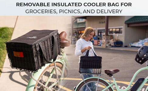 Bike Basket with Removable Insulated Cooler Bag, Foldable Weatherproof Steel Wire Rack in Saudi Arabia