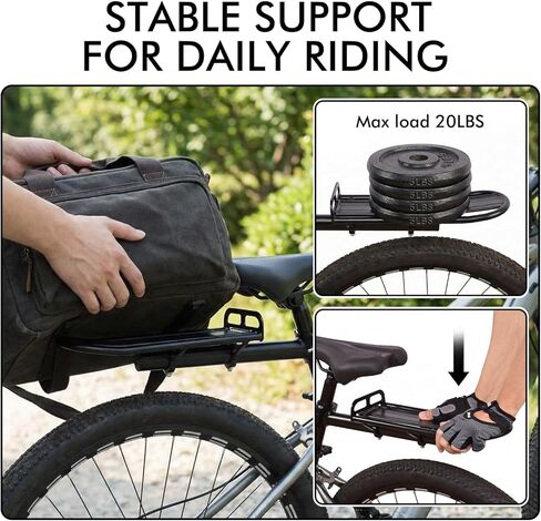 رف خلفي للدراجة، رف شحن الدراجة قابل للتعديل مع مشبك سريع التحرير يتضمن أشرطة ربط in Kuwait