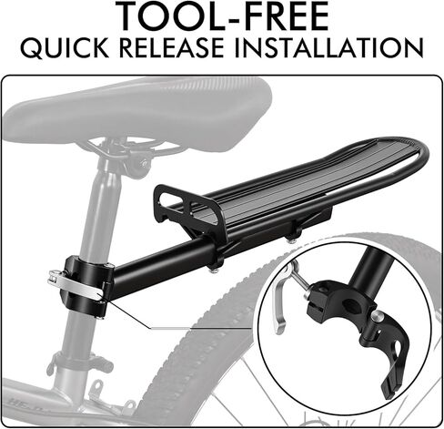 رف خلفي للدراجة، رف شحن الدراجة قابل للتعديل مع مشبك سريع التحرير يتضمن أشرطة ربط in Kuwait