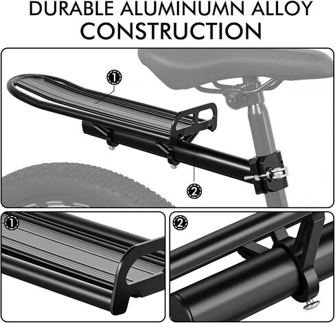 رف خلفي للدراجة، رف شحن الدراجة قابل للتعديل مع مشبك سريع التحرير يتضمن أشرطة ربط in Kuwait