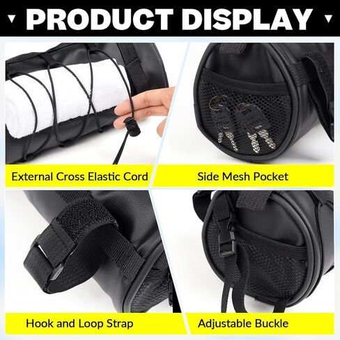 Bike Handlebar Bag, 2.5L Black Waterproof Bicycle Frame Front Bag, Multiple Bike Storage Roll Bag Bicycle Accessories with Shoulder Strap for Mountain Road Bikes in Kuwait