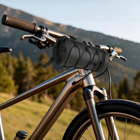 Bike Handlebar Bag, 2.5L Black Waterproof Bicycle Frame Front Bag, Multiple Bike Storage Roll Bag Bicycle Accessories with Shoulder Strap for Mountain Road Bikes in Kuwait